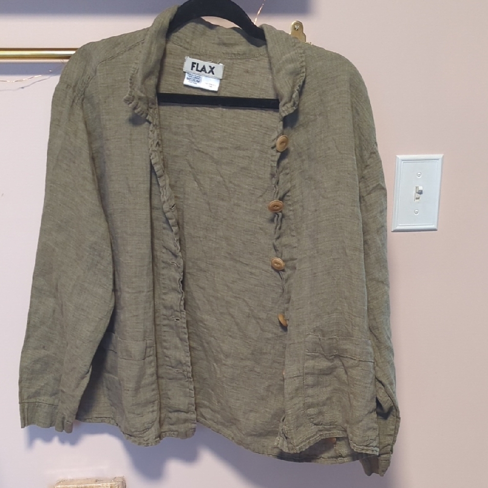Flax Linen Button Down Size Medium - image 1